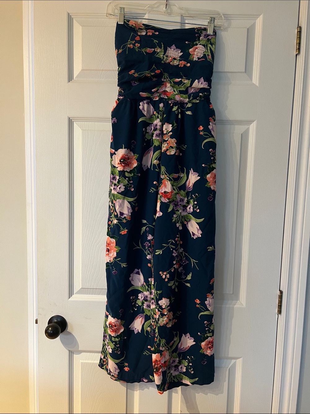 Strapless Navy Floral Jumpsuit